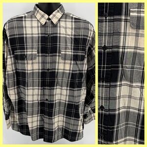 Vtg 90s Polo Ralph Lauren Whitfield Plaid Shirt Mens L Black White Cotton HK